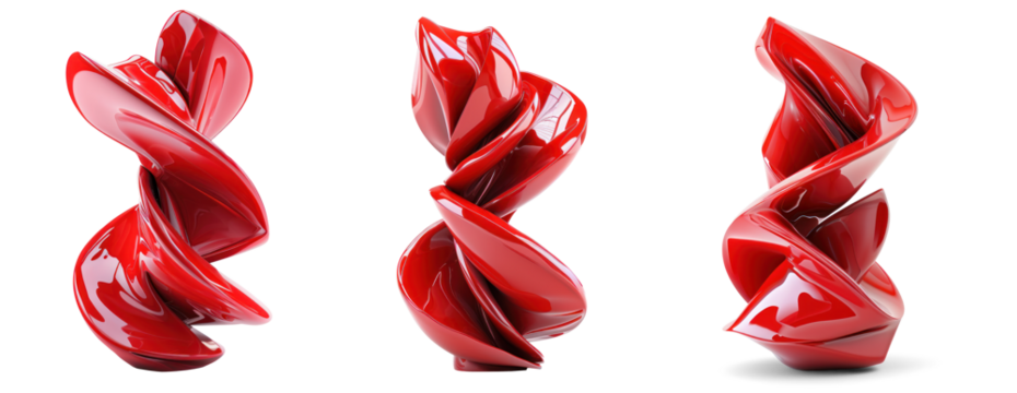 Twisting Red Abstract Shapes on Transparent background