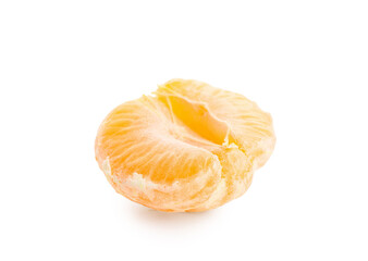 Half of sweet mandarin on white background