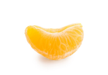 Pieces of sweet mandarin on white background
