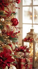 Elegance of Red and Gold Holiday Decorations
