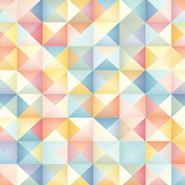 Colorful Geometric Mosaic Design for Seamless Retro-Style Wallpaper with Abstract Shapes and Triangles