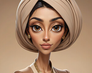 Caricature of a Terrible Boss - Slim Light-Skinned Middle Eastern Female Displaying Favoritism and Nepotism Gen AI