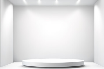 Large exhibition hall booth with pure white background