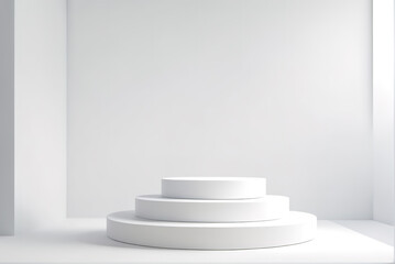 Obraz premium Large exhibition hall booth with pure white background