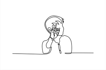 male person posing continuous line vector illustration design