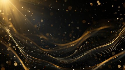 Black luxury background with golden line elements flare