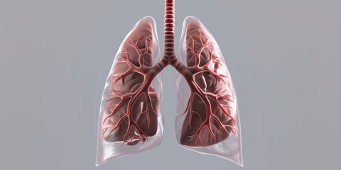 Human lungs anatomical model 3d illustration