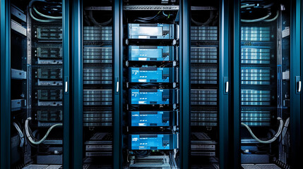 Modern High-Density Server Rack Vertical Configuration for Enterprise Data Centers and Cloud Computing Infrastructure