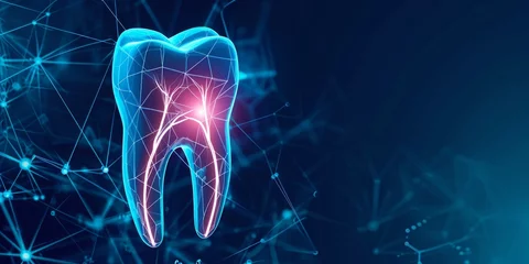 Fotobehang tooth pain hologram representation over medical background © BackgroundWorld