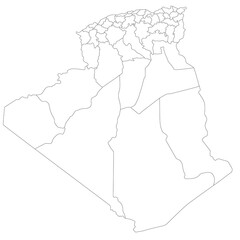 Algeria map. Map of Algeria in administrative provinces in white color