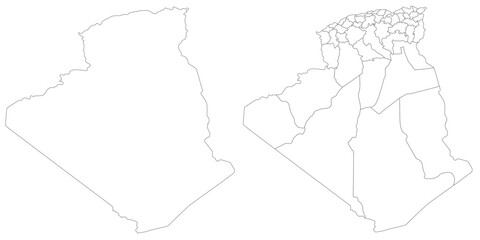 Algeria map. Map of Algeria in white set
