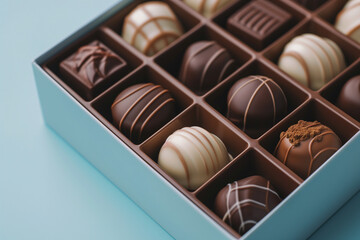 チョコレート、ギフト、ボクス、ヴァレンタイン、ホワイトデー、3D CG、青、水色