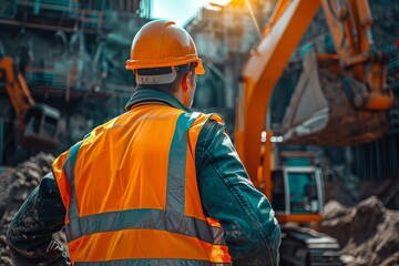 Construction Worker with Excavator