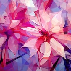 Stylized illustration of flowers in pink, red and white