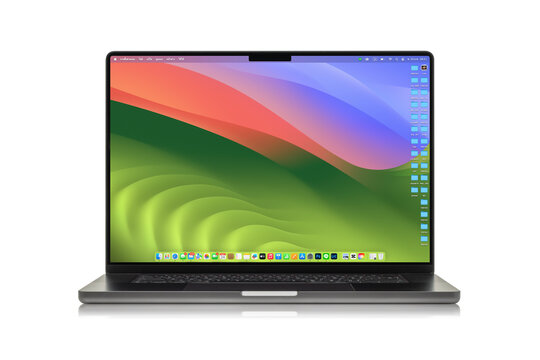 MacBook Pro M3Pro 16-inch Apple with macOS Sonoma 14.3 processor designed by Apple Inc.January 24, 2024, Thailand, Bangkok
