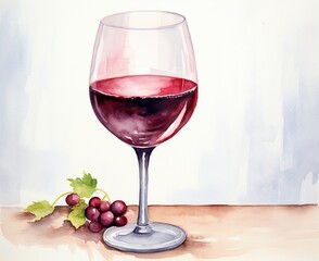 red wine and grapes watercolor