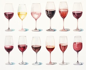 red wine and grapes watercolor