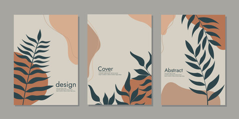 Template vector design for cover, book, Brochure, AnnualReport, Magazine, Portfolio, Flyer, Poster, Corporate Presentation, infographic. natural layout with floral line art. size A4, Front and back.