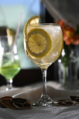 refreshing drink with green lemon fruits and syrup drink preparation lemon juice lemonade