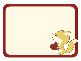 ハートを持つキツネのフレーム