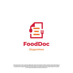 Food document logo, cutlery combine with paperwork logo concept