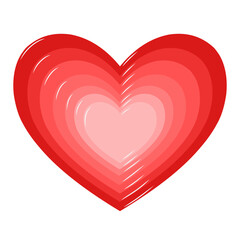Layered Red Heart Love Symbol Vector Illustration