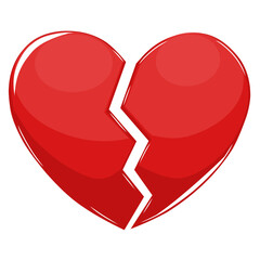Red Broken Heart Vector Illustration