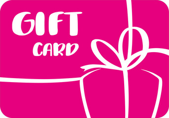 Gift card pin and white colour, gift box with ribbon, illustration, celebration