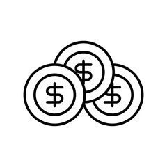 coin dollar icon vector or logo illustration style