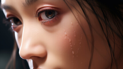 Quiet Sorrow: Close-Up of a Tearful Eye
