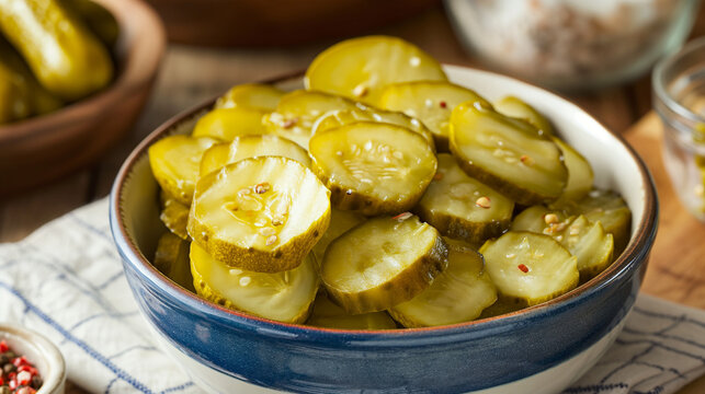 slice of Pickles in a bowl