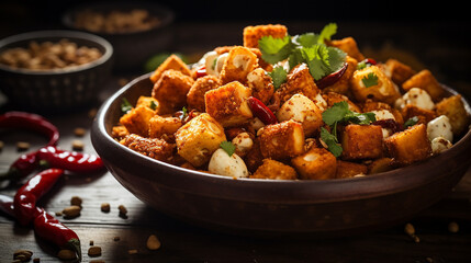 crispy paneer popcorn is a popular party snack and an appetizer on wooden table