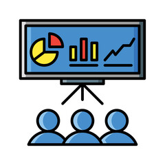 Presentation icon vector or logo illustration filled color style