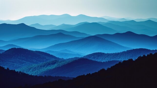 The blue ridge mountain range multichromatic color scheme trick of the eye. Generative AI.