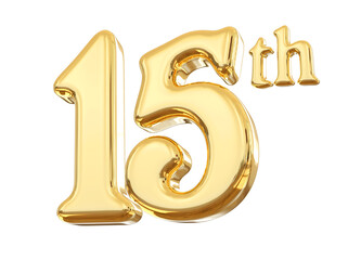 15th Anniversary Gold Number 
