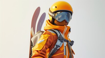 Obraz premium Cartoon digital avatar of Powder Pro This avatar is a seasoned pro, dressed in sleek and technical ski attire, making them the perfect instructor for advanced skiers.