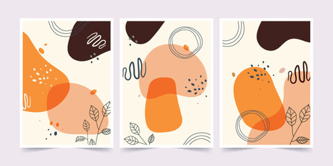 Hand drawn abstract shapes cover collection, business cover background template.