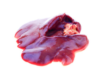 Chicken liver on a white background