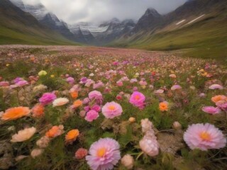 Fototapeta premium The valleys and colorful flowers are beautiful.