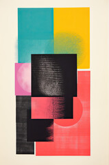 Abstract geometric poster, screenprint style illustration, modern minimalism, calm colors