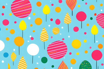 Colorful Doodle Seamless Patterns for Creative Kids: A Fun Background with Minimalist Style Simple Party confetti textures and trendy doodles! generative ai