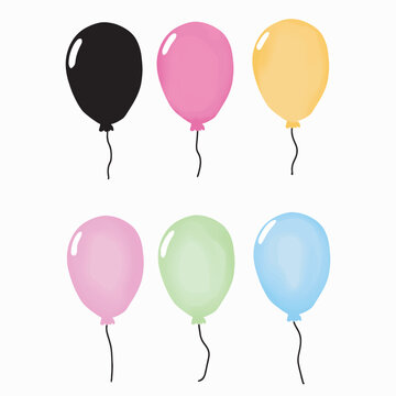 set of watercolor balloon various color isolated on white background