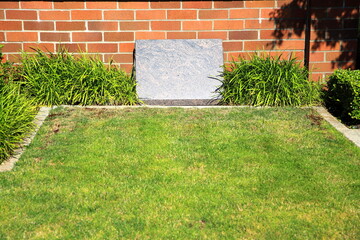 Blank Cemetery Headstone in Daylight 
