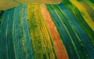 Drone View of Colorful Agricultural Fields