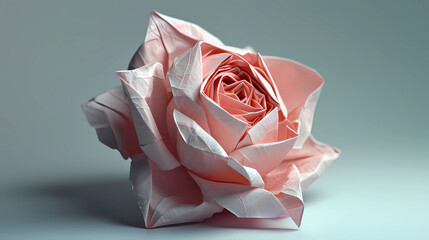 A rose flower made of origami paper