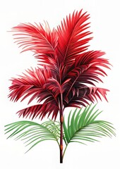 Fototapeta na wymiar Red and green palm tree on a white background