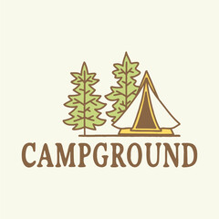 campground graphic playground design tent illustration forest logo tree vintage typography