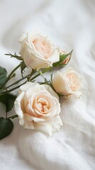 Obraz premium Elegant Roses on Pristine White for Serene Mornings