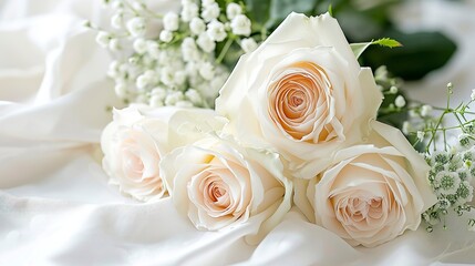 Elegant Roses on Pristine White for Serene Mornings