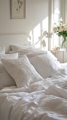 Elegant Roses on Pristine White for Serene Mornings